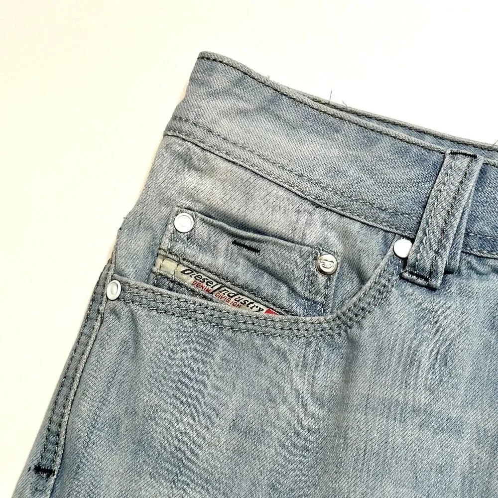 Diesel Adidas Jeans Viker Ad Tag Size 29x34 Actual 30x29 Distressed Blue Denim - Picture 12 of 16